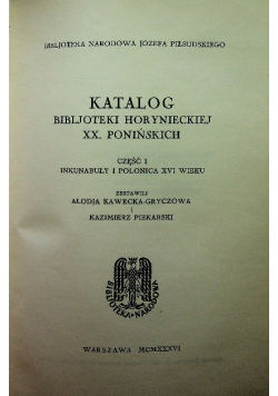 Katalog biblioteki horynieckiej 1936 r.