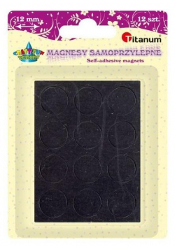 Magnesy samoprzylepne okrągłe czarne 12mm 12szt