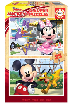 Puzzle 2x25 Myszka Miki i przyjaciele (drewniane)