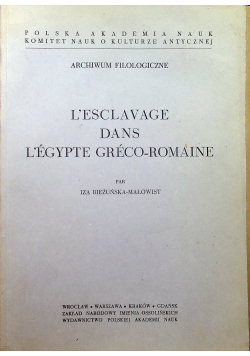 L esclavage dans l egypte greco - romaine autograf autora