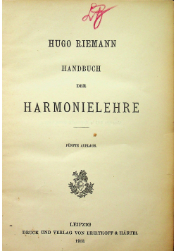 Handbuch der harmonielehre 1912 r