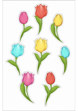 Dekoracje okienne dwustronne - Tulipany 02 8szt