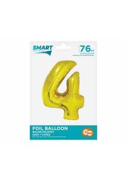 Balon foliowy cyfra 4 złota Smart 76cm