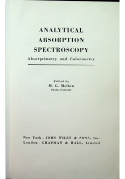 Analytical absorption spectroscopy 1950 r.