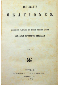 Isocratis Orationes tom 1 i 2 ok 1882 r.