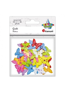 Guziki plastikowe motylki 22x17mm mix 48szt