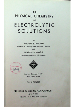 The physical chemistry of electrolytic solutions