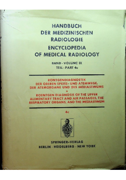 Handbuch der medizinischen Radiologie Band IX