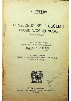 O szczególnej i ogólnej teorji względności 1922 r