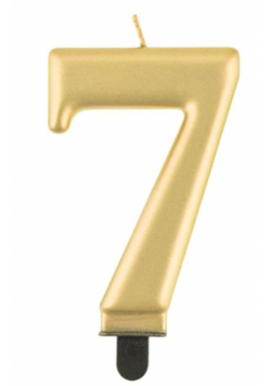Świeczka cyferka 7 Beauty&Charm metalik złota 8cm