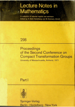 Lecture notes in mathematics Nr 298 Proceedings of the Second Conference