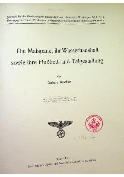Die Malapane ihr Wasserhaushalt sowie ihre Flubbett und Talgestaltung 1937 r.