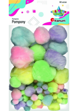 Pompony akrylowe mix kolorów pastelowych 60szt