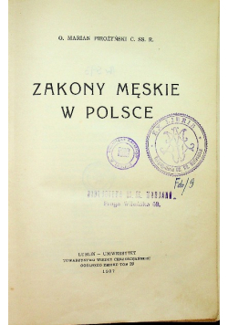 Zakony męskie w Polsce 1937 r.