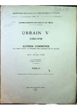 Urbain V 1362-1370 lettres communes tome IV