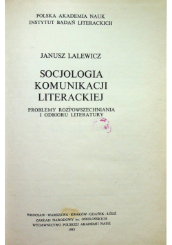 Socjologia komunikacji literackiej