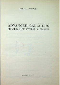 Advanced Calculus Functions od several wariables