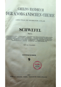 Gmelins Handbuch der anorganischen chemie system nummer 9