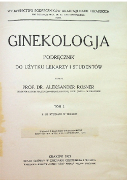 Ginekologja Tom I 1923 r.
