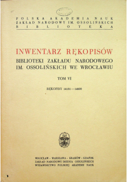 Inwentarz rękopisów tom VI