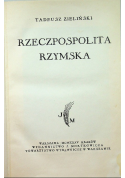 Świat antyczny rzeczpospolita rzymska  1935 r.