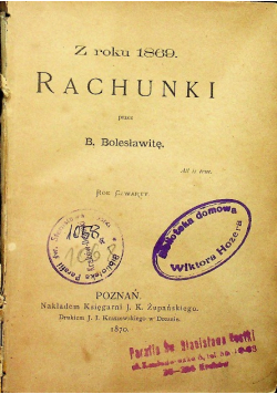 Z roku 1869 Rachunki 1870 r.