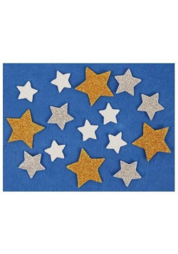 Naklejki piankowe 3,5x2,5cm - Gwiazdki brokatowe