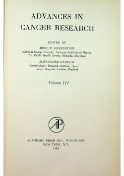 Advances in cancer research vol III