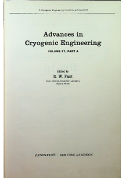 Advances In Cryogenic Engineering Materials Volume 37 Part A
