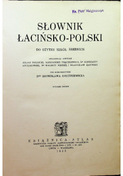 Słownik Łacińsko  Polski  1925 r