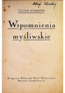Wspomnienia myśliwskie 1924 r