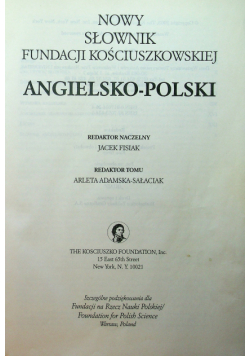 Nowy słownik fundacji kościuszkowskiej angielski polski