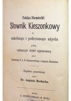 Słownik kieszonkowy polsko-niemiecki tom I i II 1881 r