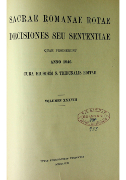 Sacrae Romanae Rotae Decisiones seu Sententiae Anno 1946