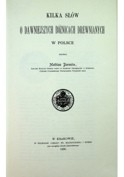 Kilka słów o dawniejszych bóżnicach drewnianych w Polsce Reprint z 1895 r