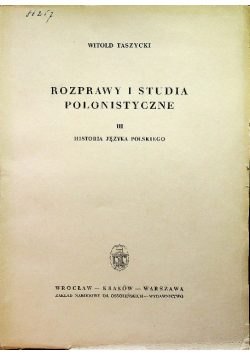 Rozprawy i studia polonistyczne Tom III