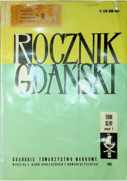 Rocznik Gdański To XLVI Zeszyt 1