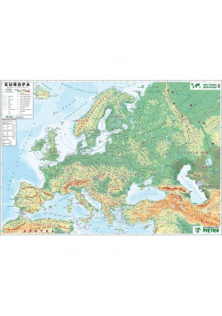 Mapa ścienna Europy. Fizyczna konturowa 1:3,3