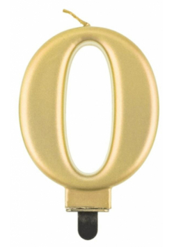 Świeczka cyferka 0 Beauty&Charm metalik złota 8cm