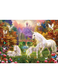 Puzzle 1000 Jednorożce z zamkiem w tle, Jan Krasny