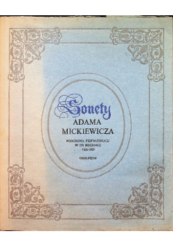 Sonety Adama Mickiewicza reprint z 1826 r