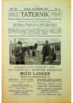 Taternik rocznik VII zeszyt 4 1913 r.