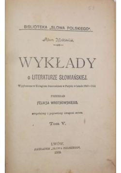 Wykłady o literaturze słowiańskiej Tom V 1900 r.