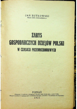 Zarys gospodarczych dziejów Polski 1923 r