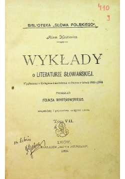 Wykłady o literaturze słowiańskiej tom VII 2401900 r