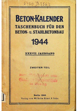 Beton - kalender taschenbuch fur den beton 1944 r
