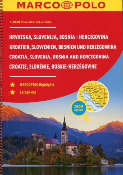 Chorwacja Słowenia Bośnia i Hercegowina Atlas samochodowy 1:300 000 spirala Marco Polo