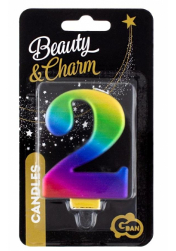 Świeczka cyferka 2 Beauty&Charm Galaxy 8cm