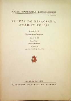 Klucze do oznaczania owadów Polski część XIX zeszyt 11 12