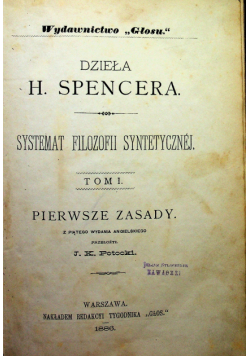 Systemat filozofii syntetycznej tom I 1886 r